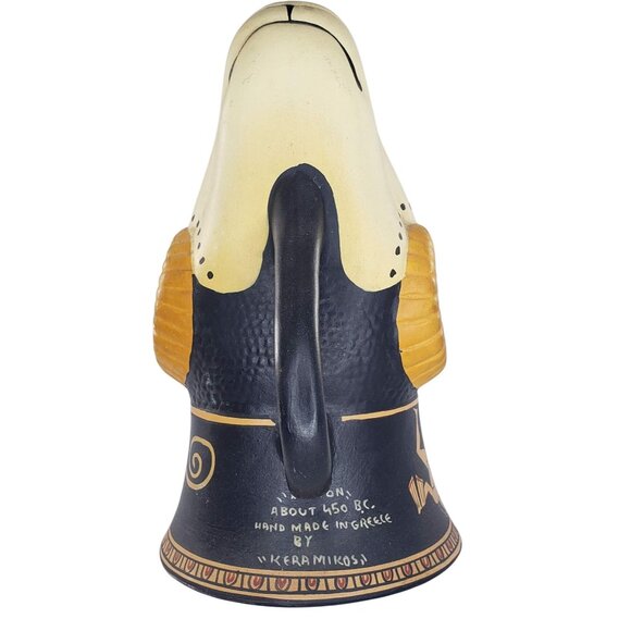 Rare Vintage Rams Head Cup Rhyton Hand Painted Keramikos Greece - Picture 10 of 11